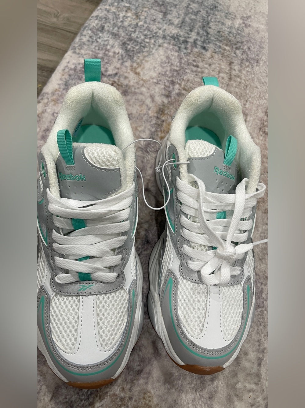 Reebok White & Teal Women's Chunky Athletic Sneakers